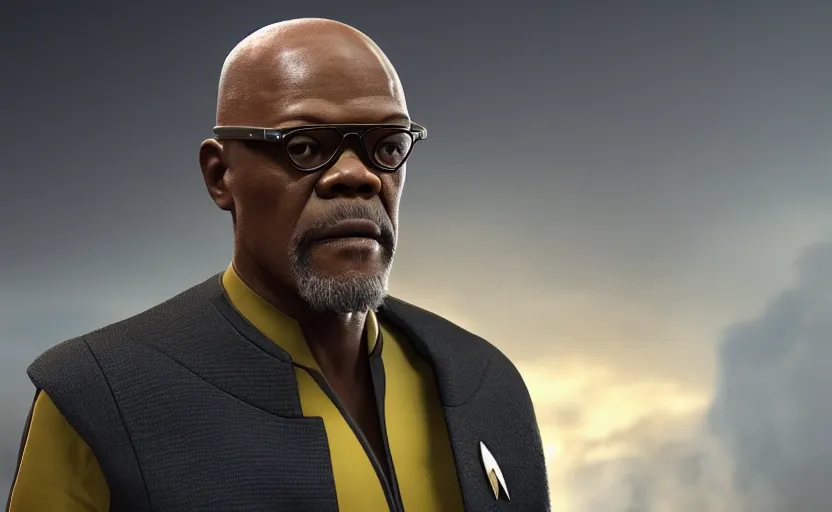 Prompt: Samuel Jackson in Star Trek, 4K UHD image, octane render,