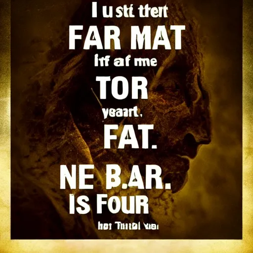 Prompt: i must not fear. fear is the mind - killer. fear is the little - death that brings total obliteration. i will face my fear. i will permit it to pass over me and through me. and when it has gone past i will turn the inner eye to see its path. where the fear has gone there will be nothing. only i will remain.