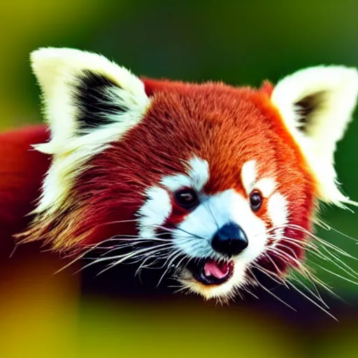 Prompt: Photo of stuffed cute Red Panda, peaceful atmosphere, precise, mid-shot, perfect light, bokeh, indoor, green background, highly detailed, 4k