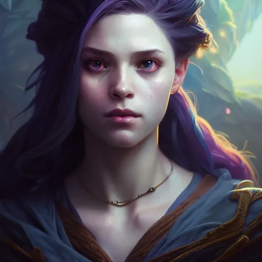 Image similar to portrait painting of zoe the aspect of twilight, league of legends, cute, ultra realistic, concept art, intricate details, eerie, highly detailed, photorealistic, octane render, 8 k, unreal engine. art by artgerm and greg rutkowski and charlie bowater and magali villeneuve and alphonse mucha