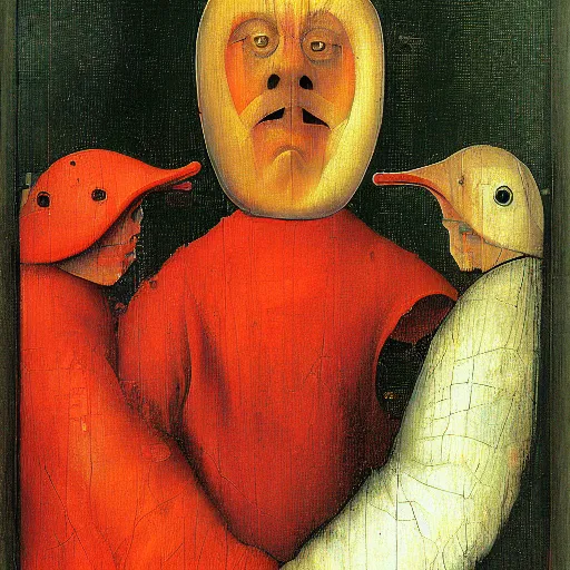 Image similar to Among Us red crewmate sus by Hieronymus Bosch