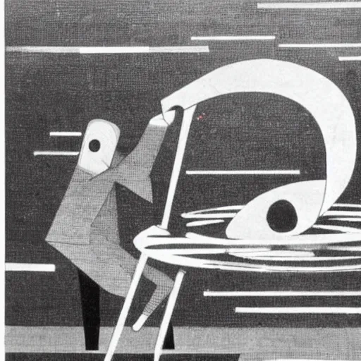 Image similar to A kinetic sculpture. A rip in spacetime. Did this device in his hand open a portal to another dimension or reality?! CCTV by Will Barnet spirited, ordered