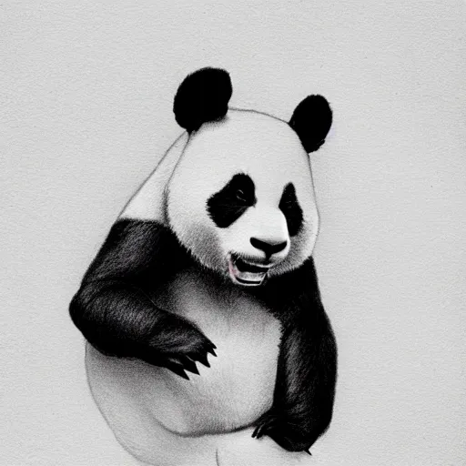 Image similar to muscular panda, highly detailed, pencil sketch