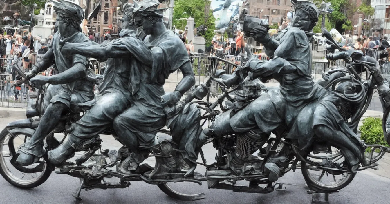 Image similar to the statue of liberty rides motorcycle