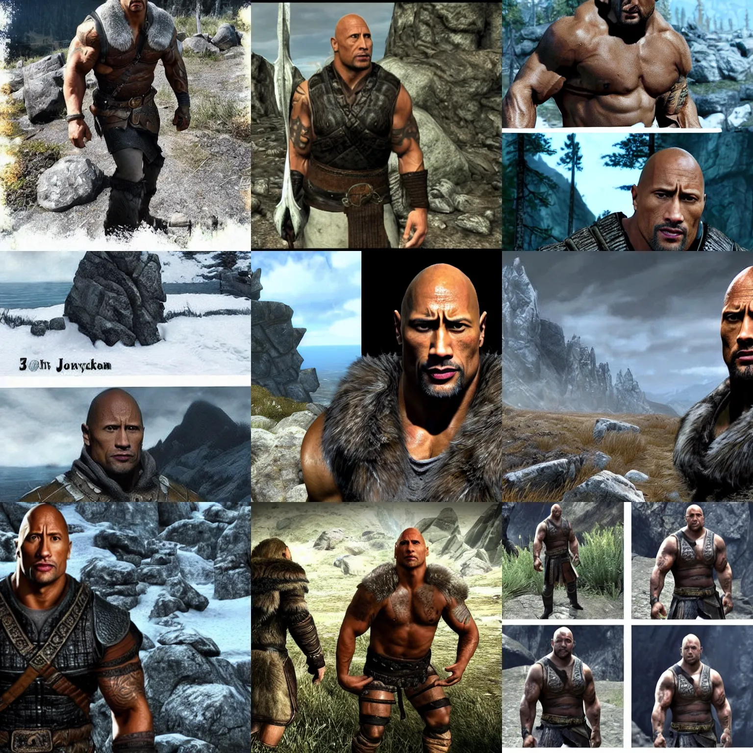 Prompt: Dwayne Johnson in Skyrim