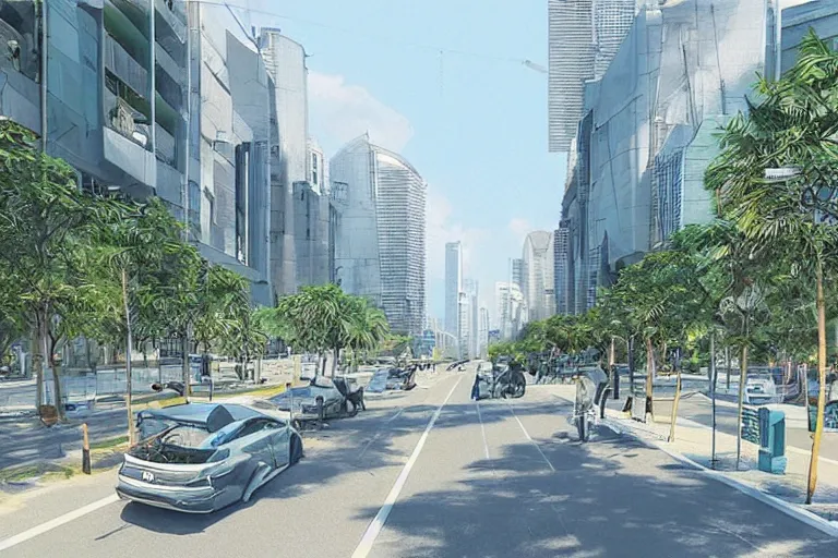 Prompt: “Streetview of a clean modern Manila, concept art, artstation”