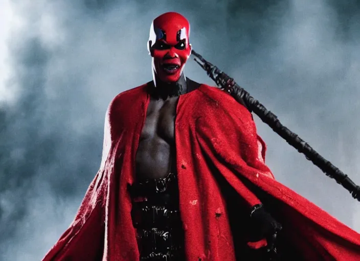 Image similar to film still of jamie foxx as spawn in the new spawn movie, 8 k