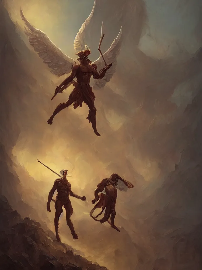 Prompt: archangel!!!!! angel!!!!! male!!!!!!!!!!!! Michael!!!!!!, warrior, Neoclassicism style, hazy, character design, portrait, by Noah Bradley, by Simon Stålenhag