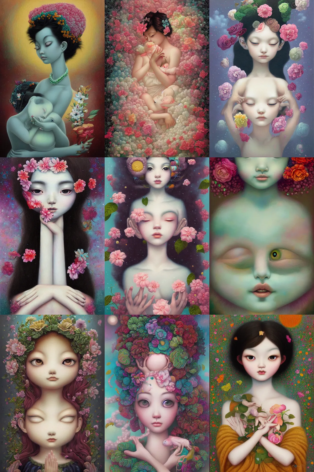 Prompt: digit painting of a goddess by amy sol hikari shimoda, mark ryden
