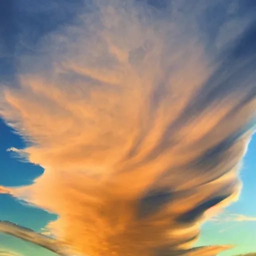 Image similar to sunset clouds in shape of a gigantic angel face