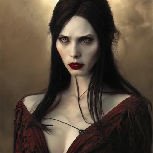 Prompt: portrait of a lady vampire, 35mm, depth of field, DOF, ominous, detailed, photorealistic, octane render, high definition, 4k, artstation, donato giancola, Greg Rutkowski, matthew benedict, irwin penn