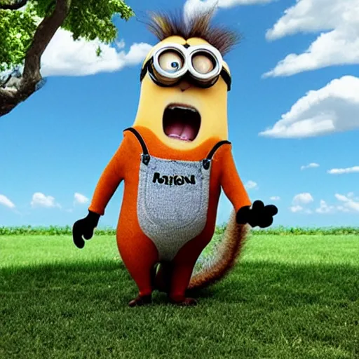 Image similar to squirrel in style of minions movie