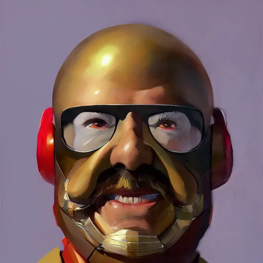 Prompt: greg manchess portrait of doctor ivo robotnik in disco elysium, fantasy, medium shot, asymmetrical, profile picture, organic painting, sunny day, matte painting, bold shapes, hard edges, street art, trending on artstation, by huang guangjian and gil elvgren and sachin teng