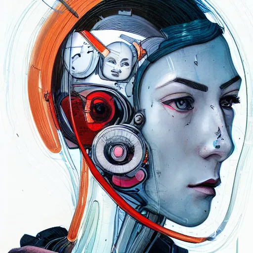 Image similar to portrait of female android by james jean