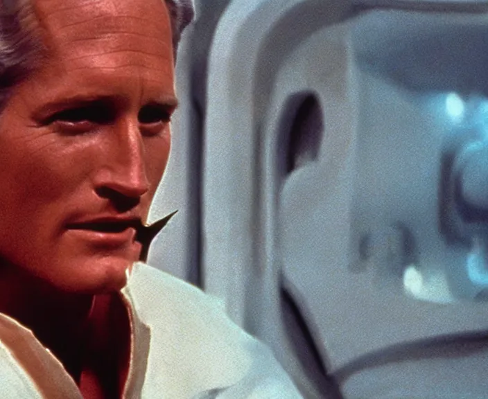 Image similar to a still of paul newman in star wars ( 1 9 7 7 ), 4 k, hi - res