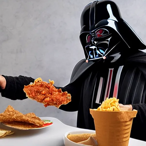 Prompt: darth vader eating taco bell