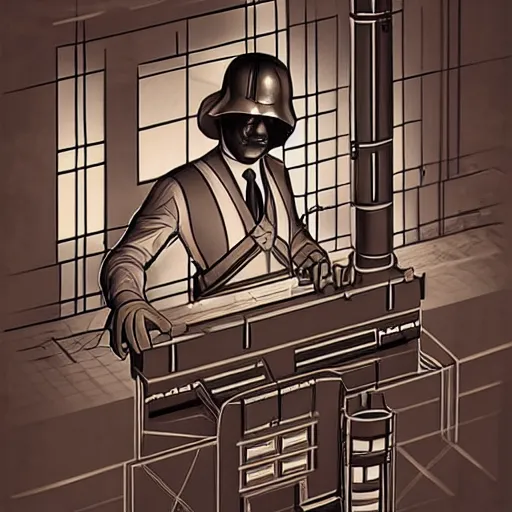 Prompt: portrait of a 1920s builder working on a skyscraper, star wars theme, intricate, elegant, concept art