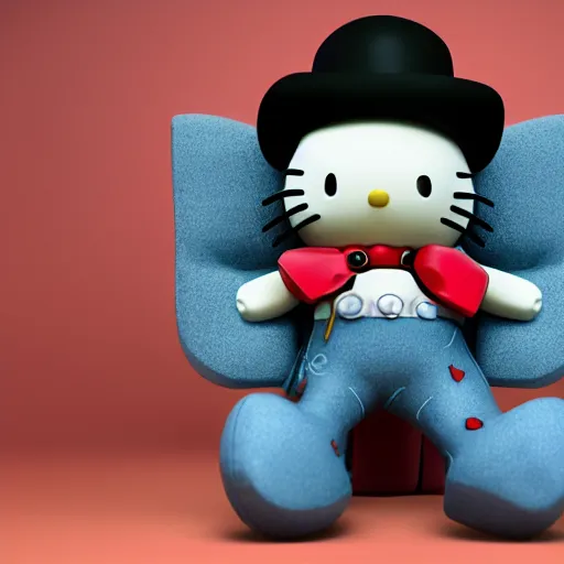 Prompt: Hello Kitty as cowboy, figurine, blender, octane render, 8K, studio lighting, detalied, CGSociety,