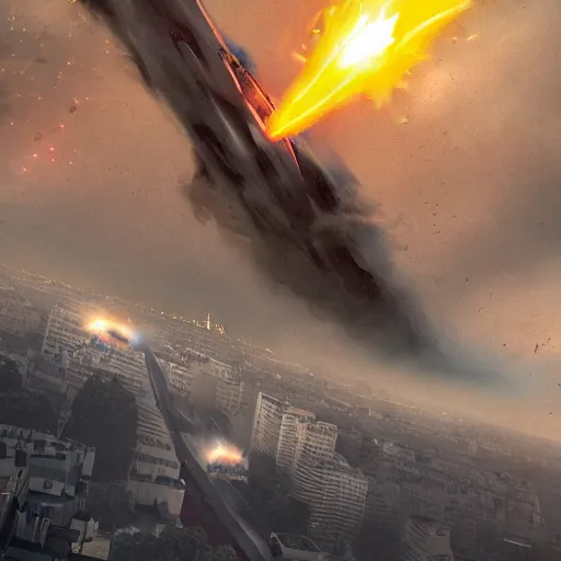 Prompt: yogurt meteor crashes into paris, yogurt covering everything, high resolution news footage, trending on artstation, photo