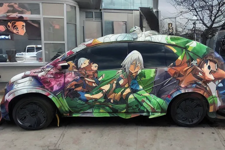 Image similar to anime-car-wrap, putin