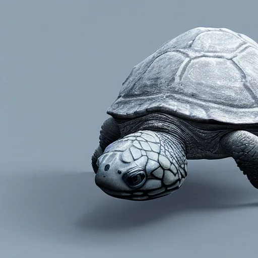 Image similar to Hyperrealistic uncanny valley Turtle in the style of Unreal Engine, hard surface, textured, slimy