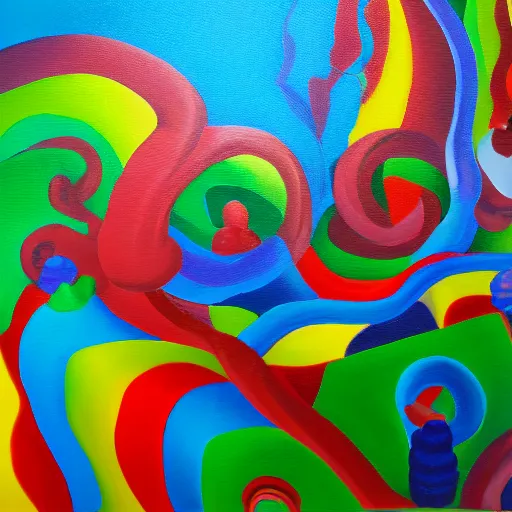 Image similar to candyland, oil and acrylic on canvas, surrealism, high detail