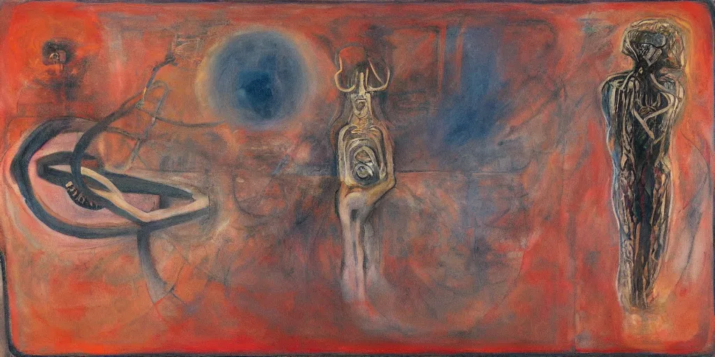 Image similar to biomechanical talisman of calm eleusian mysteries, cults, mysticism, orphic by maggi mcdonald, mark rothko, sabina klein