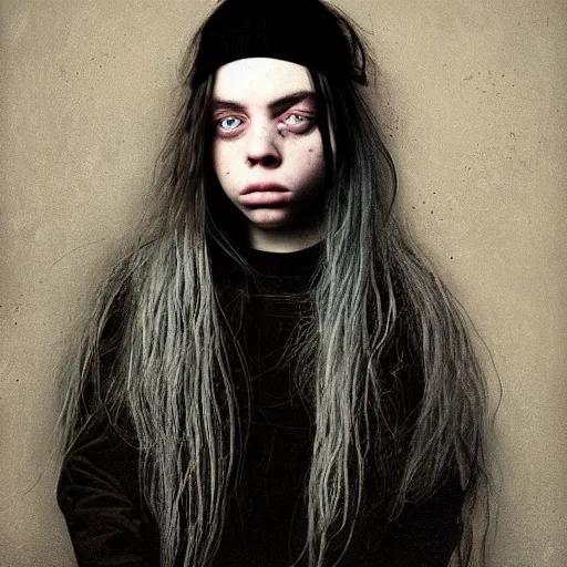 Image similar to painting of billie eilish by michal karcz