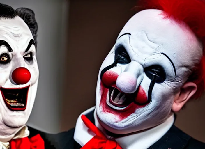 Image similar to ted cruz as art the clown, movie still, from the new terrifier movie, 8 k, realistic