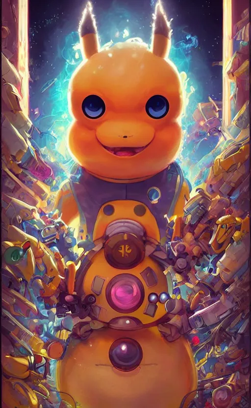 Image similar to lofi BioPunk Pokemon Pikachu portrait Pixar style by Tristan Eaton_Stanley Artgerm and Tom Bagshaw,