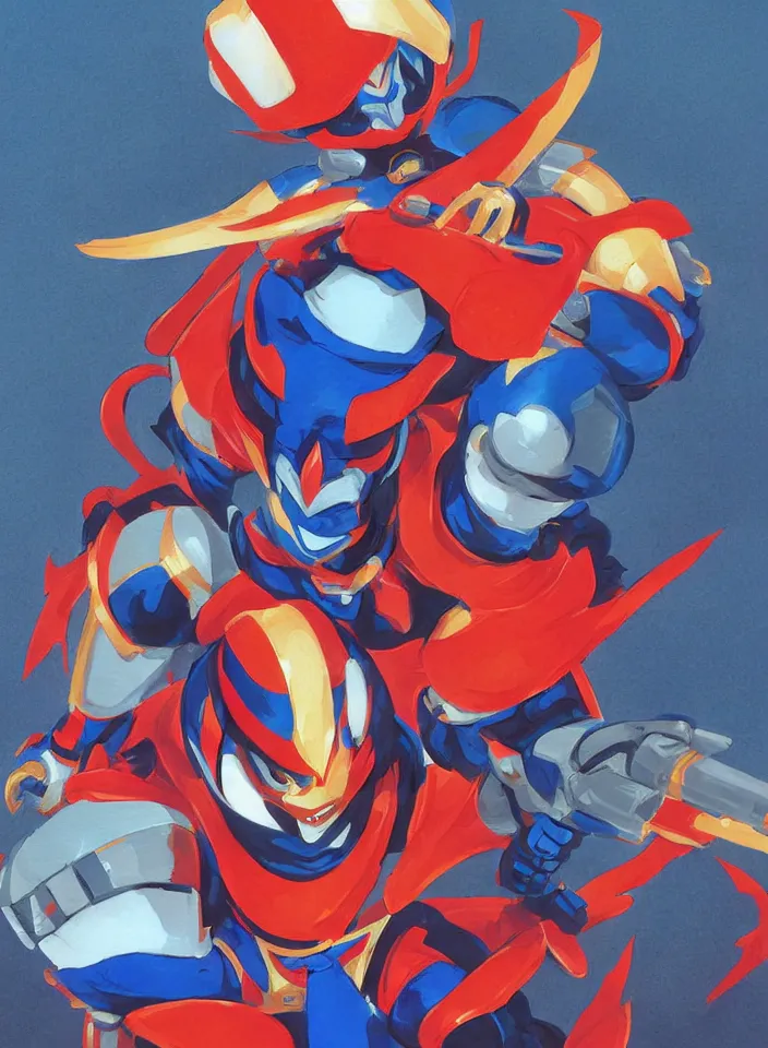 Image similar to orientalist painting of a ninja megaman x zero, in the style of syd mead, by greg tocchini, by james gilleard, by joe fenton