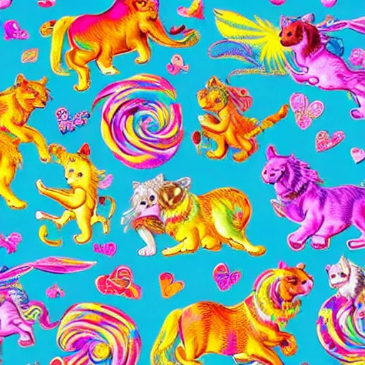 Prompt: Lisa Frank and Renaissance collaboration