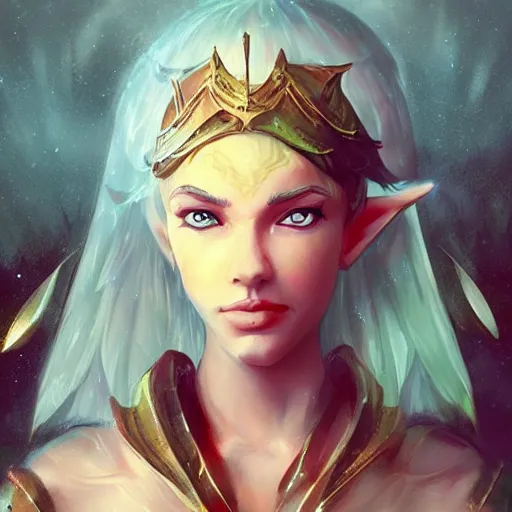 Image similar to portrait of a elf queen, digital art, artstation, concept art