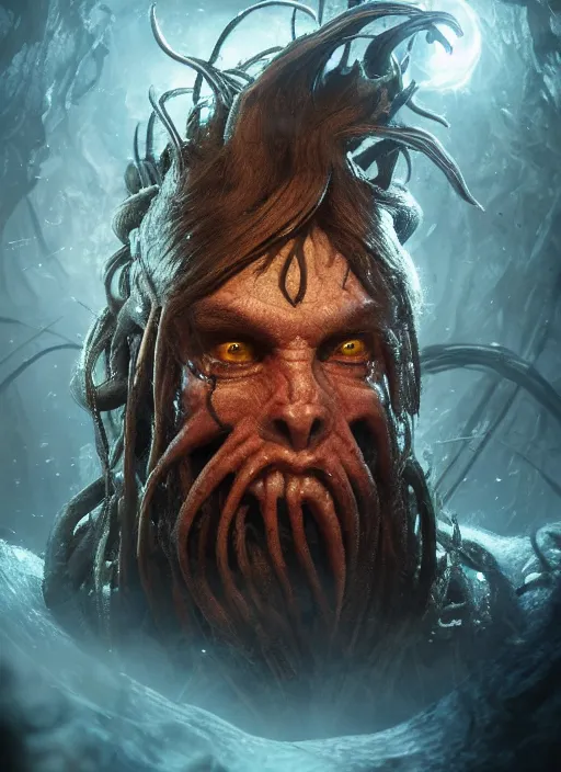 Image similar to davy jones, ultra detailed fantasy, elden ring, realistic, dnd character portrait, full body, dnd, rpg, lotr game design fanart by concept art, behance hd, artstation, deviantart, global illumination radiating a glowing aura global illumination ray tracing hdr render in unreal engine 5