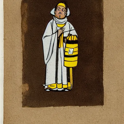 Image similar to a bee who is religious and dressed as a priest