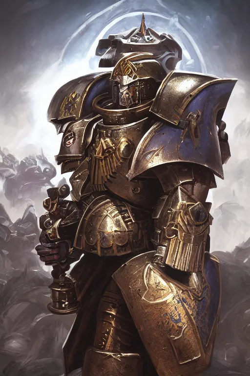 Image similar to armor portrait heros warhammer 4 0 k horus heresy fanart - the primarchs emperor by johannes helgeson animated with vfx concept artist & illustrator global illumination ray tracing hdr fanart arstation zbrush central hardmesh 8 k octane renderer comics stylized