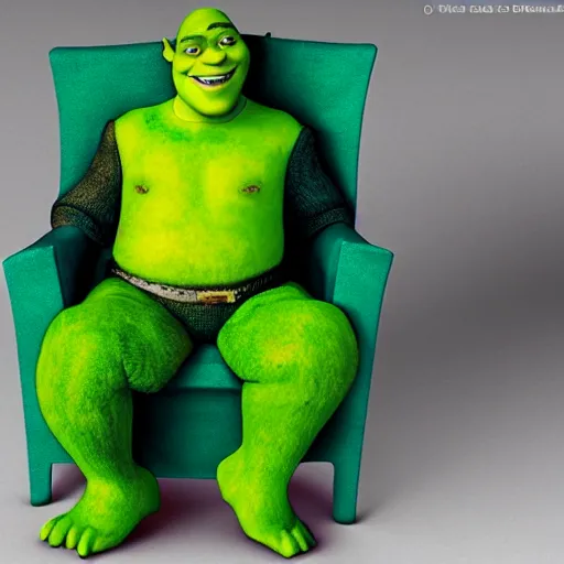 Prompt: a chair in the Shape of Shrek