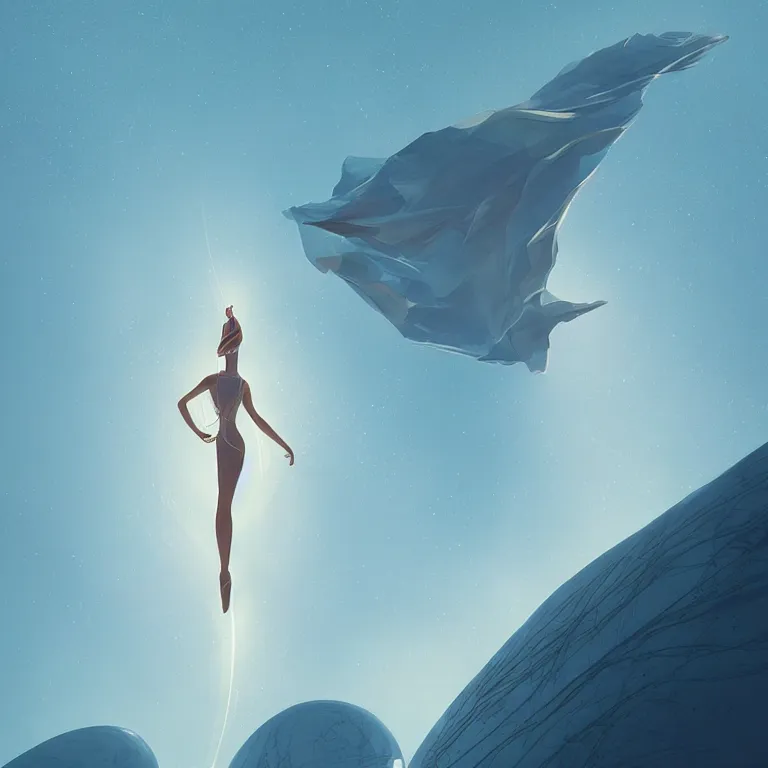 Image similar to dancer in the wind by christopher balaskas, retrofuturism, reimagined by industrial light and magic