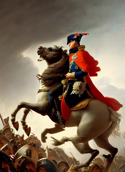 Image similar to grandiose epic portrait of napoleon bonaparte, french emperor, detailed painting, modern arstation style, 4 k, greg rutkowski, magalie villeneuve