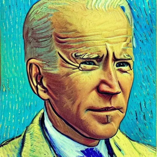 Prompt: joe biden, by van gogh,