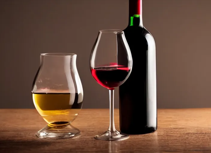 Prompt: photo still of a bottle pouring wine into a glass, 8 k studio lighting, bright lighting, key light, 1 1 0 mm f 1. 4