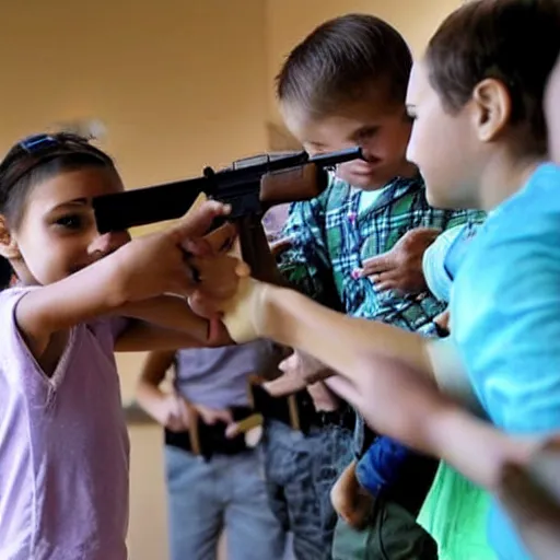 Prompt: Guns for children program is a massive success (REUTERS)