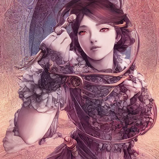 Image similar to the portrait of neutral good colorful female cleric bard as absurdly beautiful, gorgeous, elegant, skinny young gravure idol, an ultrafine hyperdetailed illustration by kim jung gi, irakli nadar, intricate linework, sharp focus, bright colors, octopath traveler, final fantasy, unreal engine 5 highly rendered, global illumination, radiant light, detailed and intricate environment