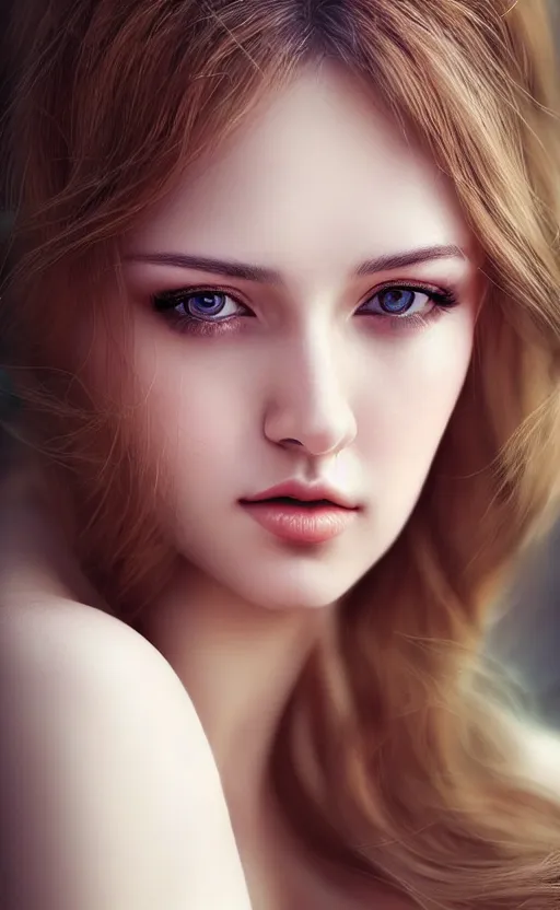 Image similar to a gorgeous russian female photo, bokeh, beautiful face, professionally retouched, soft lighting, realistic, smooth face, full body shot, torso, dress, perfect eyes, sharp focus on eyes, 8 k, high definition, insanely detailed, intricate, elegant, art by artgerm and kyoung hwan kim