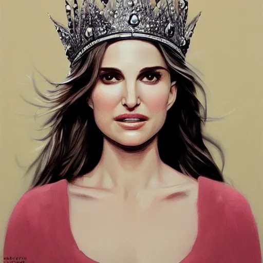 Image similar to portrait painting natalie portman wearing a crown, detailed, artstation, trending, detailed