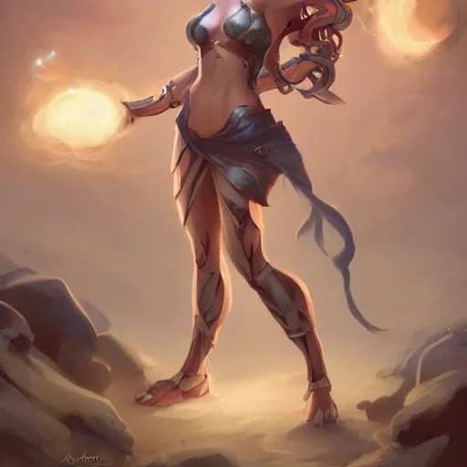 Prompt: stylized and full dressed muscular female D&D warrior character, full body, dinamic body pose, beautiful and simetric face, digital art by Peter Mohrbacher and Artgerm and Julie Dillon and Alex Ross, atmospheric cinematic lighting, concept art, matte, sharp focus, stunning, beautiful, powerfull illustration, highly detailed award-winning masterpiece with incredible and beautiful details, trending on ArtStation