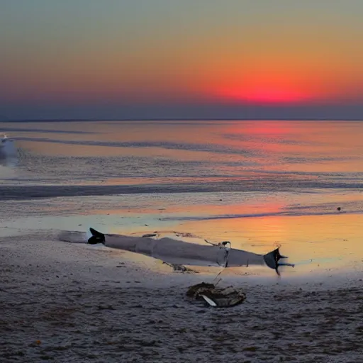 Image similar to sailboat stuck at low tide, sunset, two moons in sky, star wars ewoks helping to push it in water, ewoks pushing, ewoks helping, ewoks