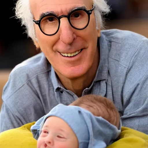 Image similar to larry david in a body of a baby