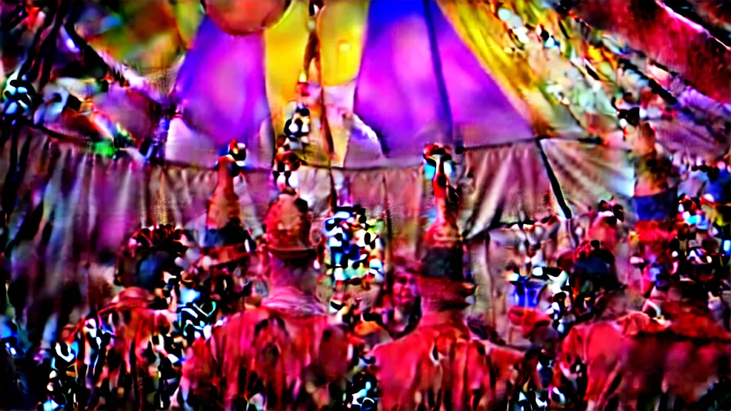 Image similar to of a gang of circus clowns, drinking alcohol, inside a circus tent, 4K
