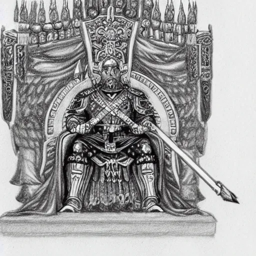 Image similar to pencil illustration. the emperor on his golden throne. 4 0 k.
